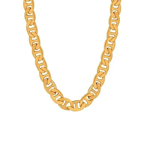 🥇Beautiful 24" Mariner Link Necklace, 6mm Wide, Yellow Gold - Picture 3 of 6